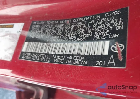 2006 Toyota Prius из США, поврежденный, VIN JTDKB20U767073965